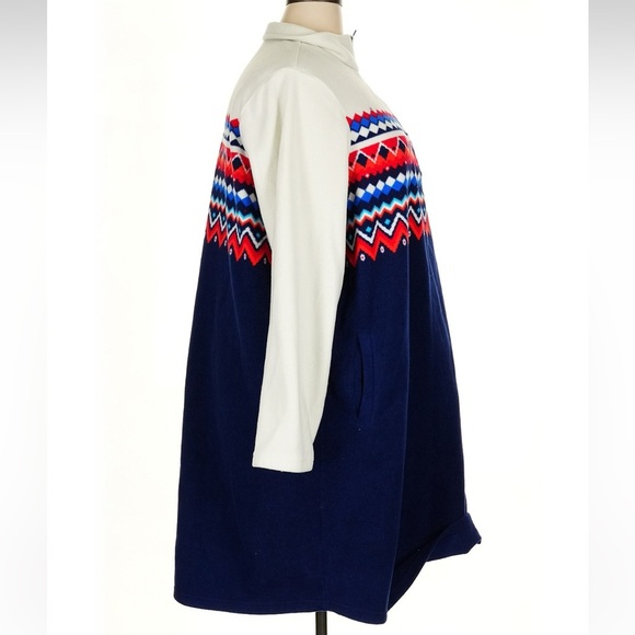 Lands' End Fleece Mock Neck Quarter Zip Fair Isle Dress Plus  Size 3X 24W 26W - Picture 2 of 9
